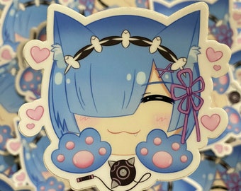 ReZero Rem Cat Ears: Matte Vinyl Sticker