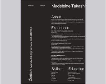 Black and White Clean Type Resume Template CV Minimalist Design Canva Simple Professional