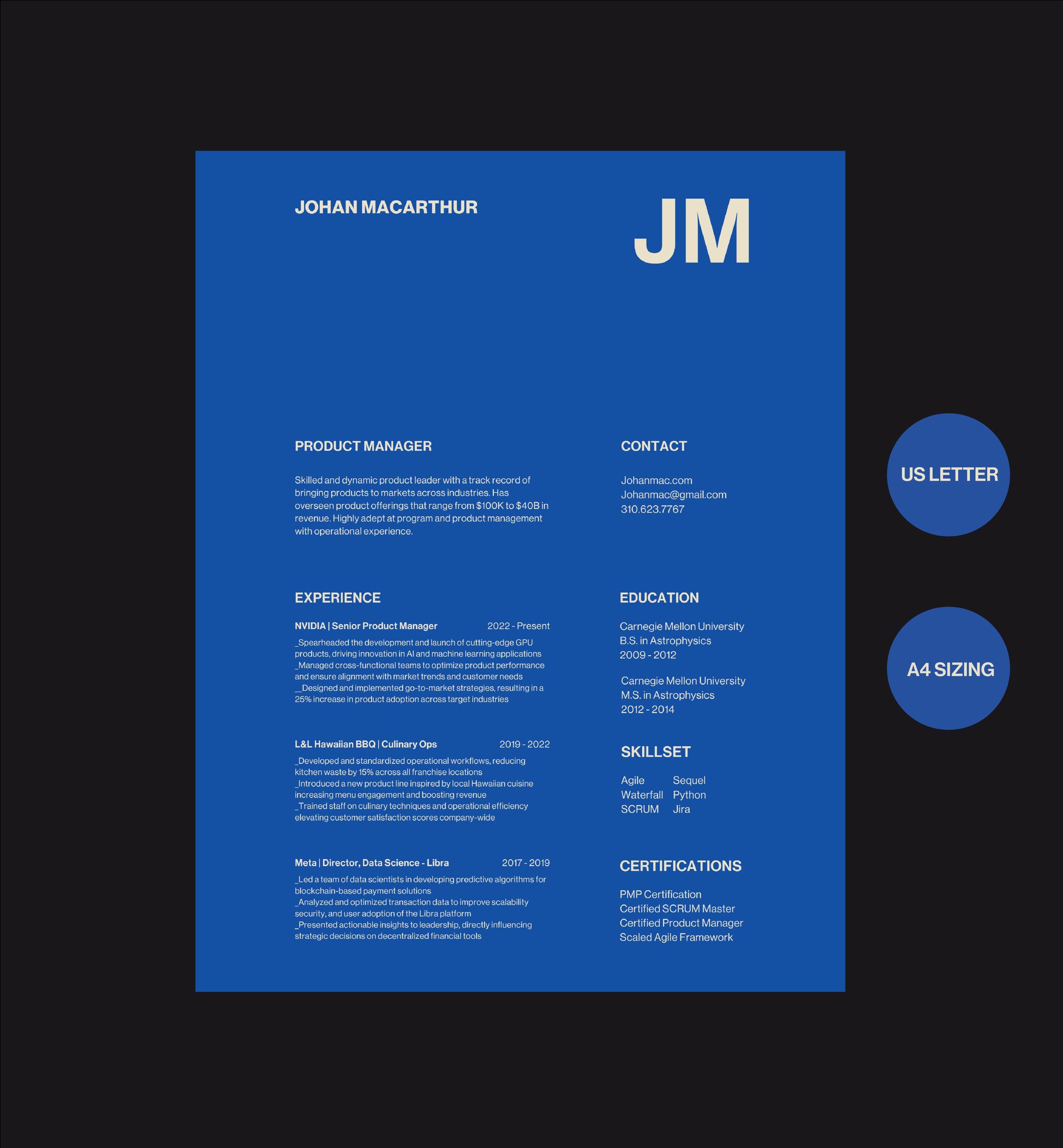 Minimalist Resume Template: Blue Beige Canva CV With Cover Letter - US ...