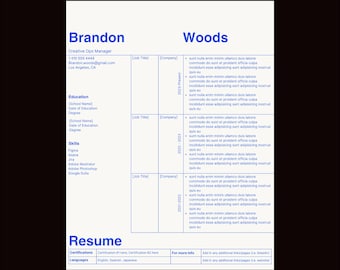 Creative Resume Template: Minimalist Canva Design with Cover Letter