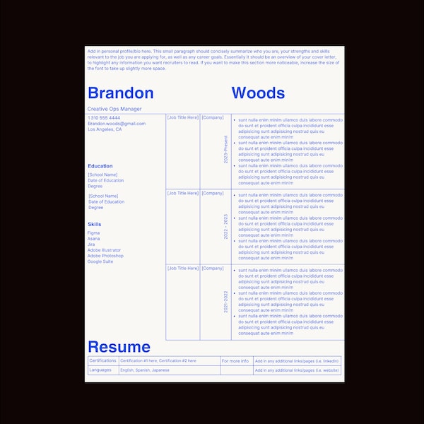 Clean Creative Resume Template CV Minimalist Design - Blue, White Canva Professional Simple Minimal Resume Template with Cover Letter