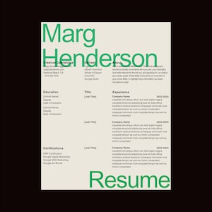 Modello di curriculum pulito e creativo CV Design minimalista - Verde, beige, nero Canva Semplice Minimal con lettera di presentazione