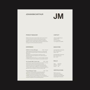 Minimalist Type Creative Resume Template Clean CV - Beige White Black Canva Simple Design