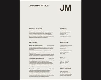 Minimalist Type Creative Resume Template Clean CV - Beige White Black Canva Simple Design