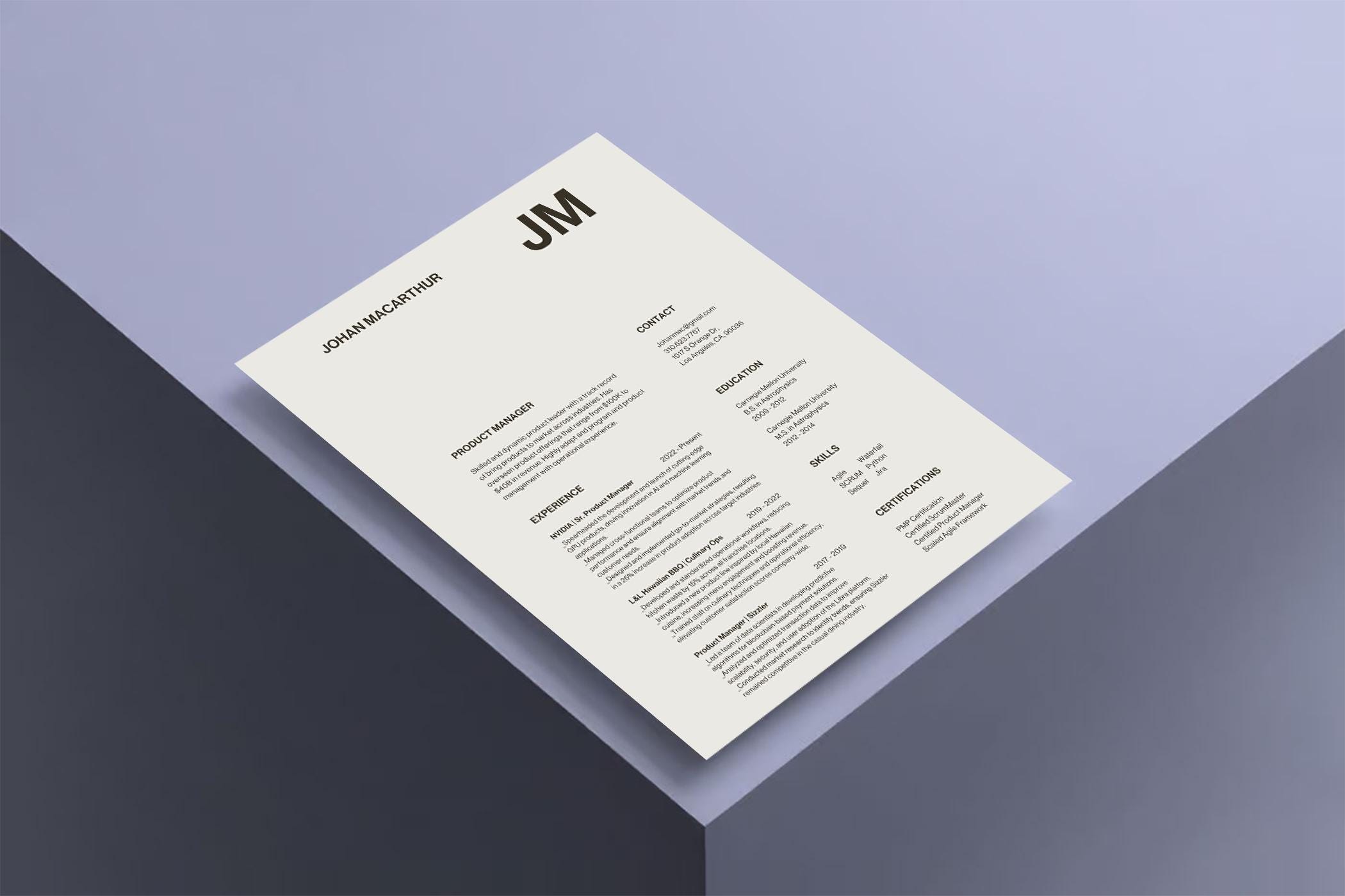 Minimalist Type Creative Resume Template Clean CV - Beige White Black ...