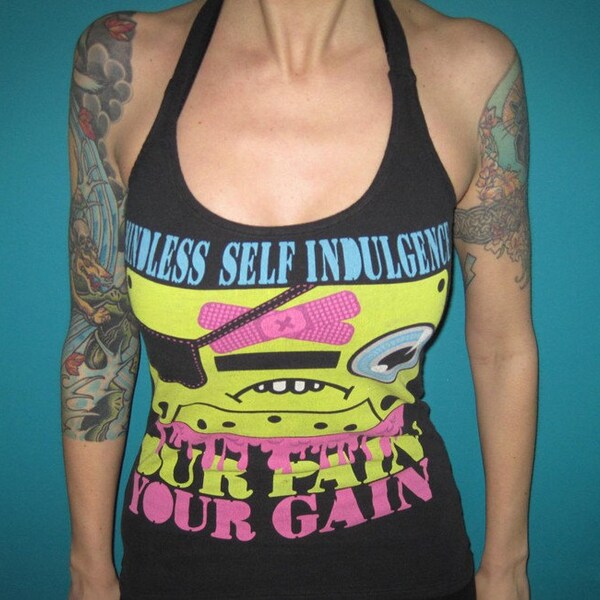 Mindless Self Indulgence MSI halter top made from a salvaged shirt Medium