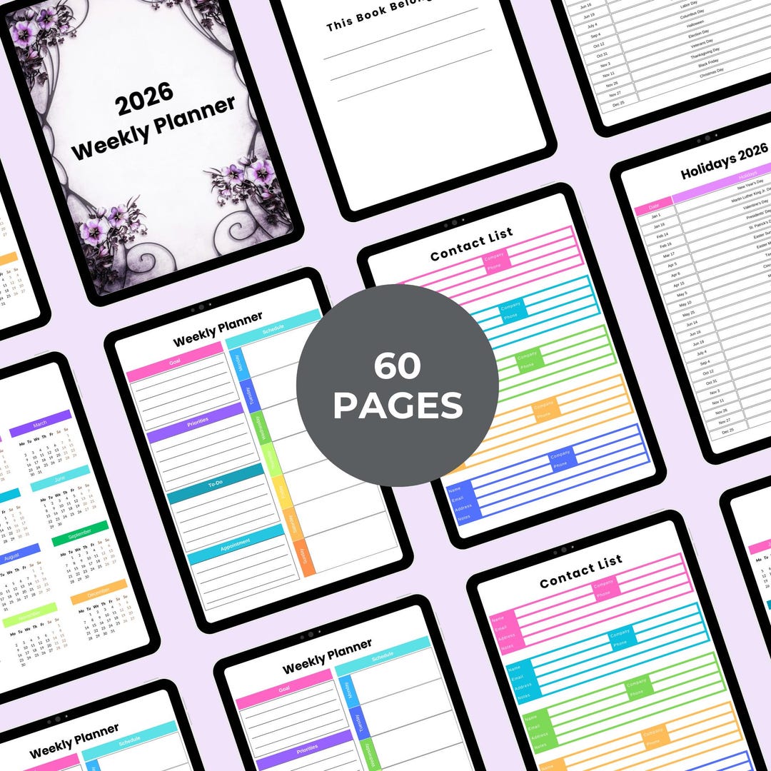 2026 Weekly Planner | Minimalist Printable, Productivity Template