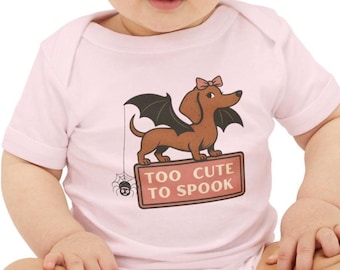 Too Cute To Spook Halloween Dachshund Infant PJ Weiner Dog Gifts Weenie Dog Pajamas Baby Shower Gift Wiener Dog Baby Clothes Gift Doxie Mom