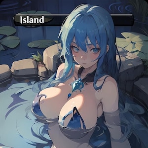 Island | Token Anime MTG Proxy | Waifu Style Card | EDH Commander Staple