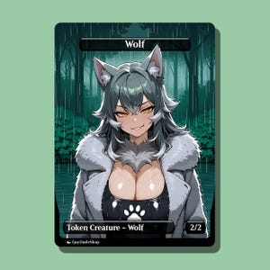 Anime Wolf Token Proxy | Waifu Style Alternate Art Card
