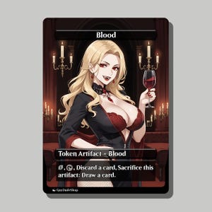 Anime Art Inspired Blood Token | Anime Fantasy Proxy | Waifu Style Trading Card