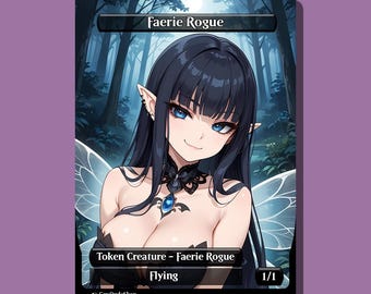 Anime Inspired Faerie Rogue | Token Anime Proxy | Waifu Style Trading Card