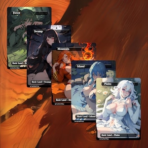 Basic Lands Bundle | Anime MTG Proxy | Waifu Style Cards | EDH Commander Staple