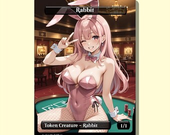 Anime Inspired Rabbit Token | Waifu Style Trading Card Proxy