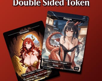 Double Sided Treasure & Dragon Token | Anime Waifu Trading Card Proxy | Alternate Art