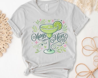 Margarita Shirt, Margs Before Men Funny Tee, Girls' Day T-Shirt, Tequila Lover Shirt, Tequila Gift, Drinking Shirts, Unisex Tee