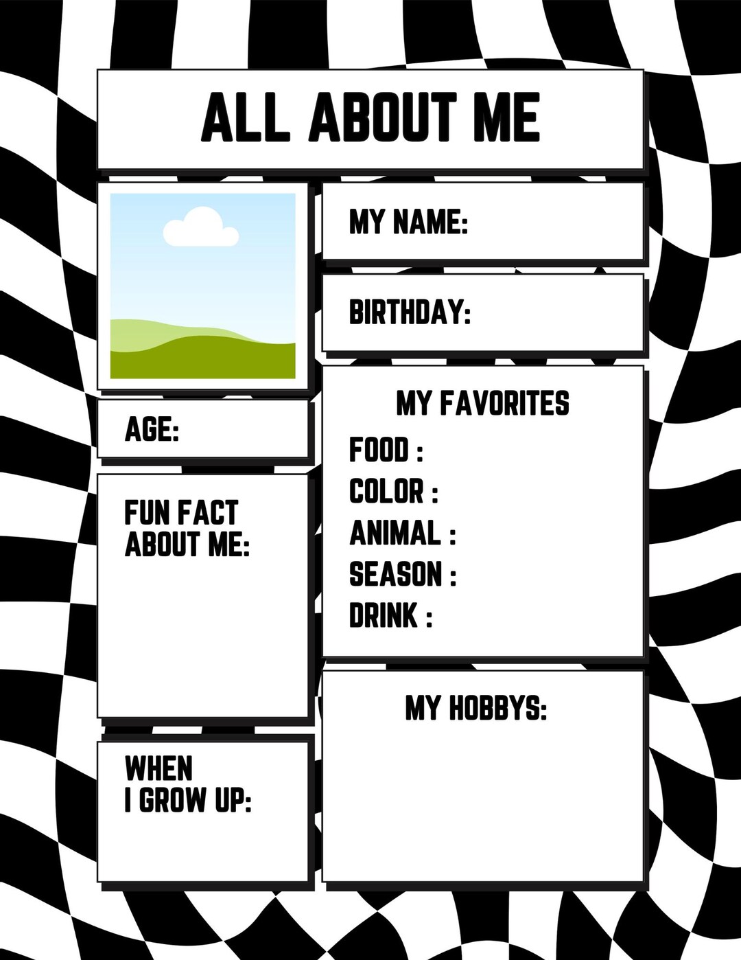 All About Me | Retro Checkered Pattern - Etsy