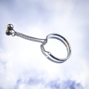 Zero Gravity Ring • Adjustable Ring • Geometry Jewelry • Minimalist Ring • Ring with Chain • 925 Sterling Silver • Gift for Her