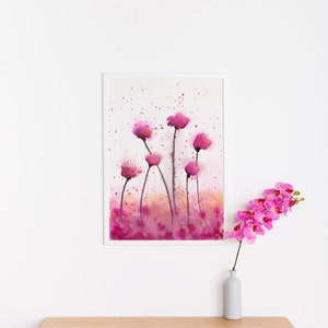 Spring Pink Flowers Watercolor Art Print, Floral Art Wall Decor, Nature ...