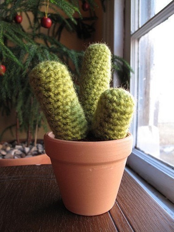 Items similar to Crocheted Three Prong Cactus Plant on Etsy