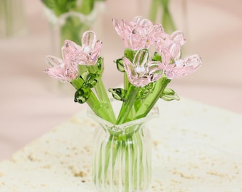 Mini Glas Geburtsmonat Blumenstrauß, handgefertigte Glasfigurine, Geburtsmonat Blumenstrauß, Mini Glasblumendekor, Geschenkblume für Lehrer