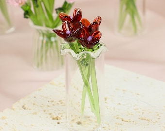 Mini Glass Birth Month Flower, Small Glass Flower Bouquet, Handmade Glass Birth Flower, Home Decor, Birthday Commemorative Gifts