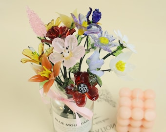 Glass Flowers Bouquet, Glass Birth Month Flower, Birthday Gift, Birth Flower Gift, Personalized Gifts, Wedding Gift Birthday Gift for Her