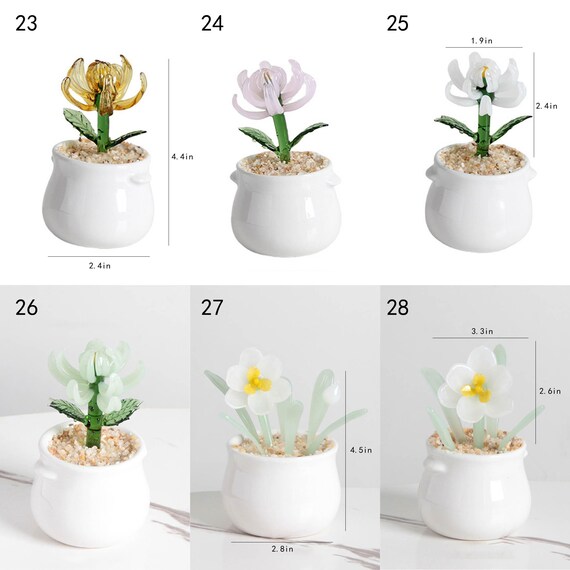 ガラス製の多肉植物の鉢植え、手作りのガラスの花、サボテン好き