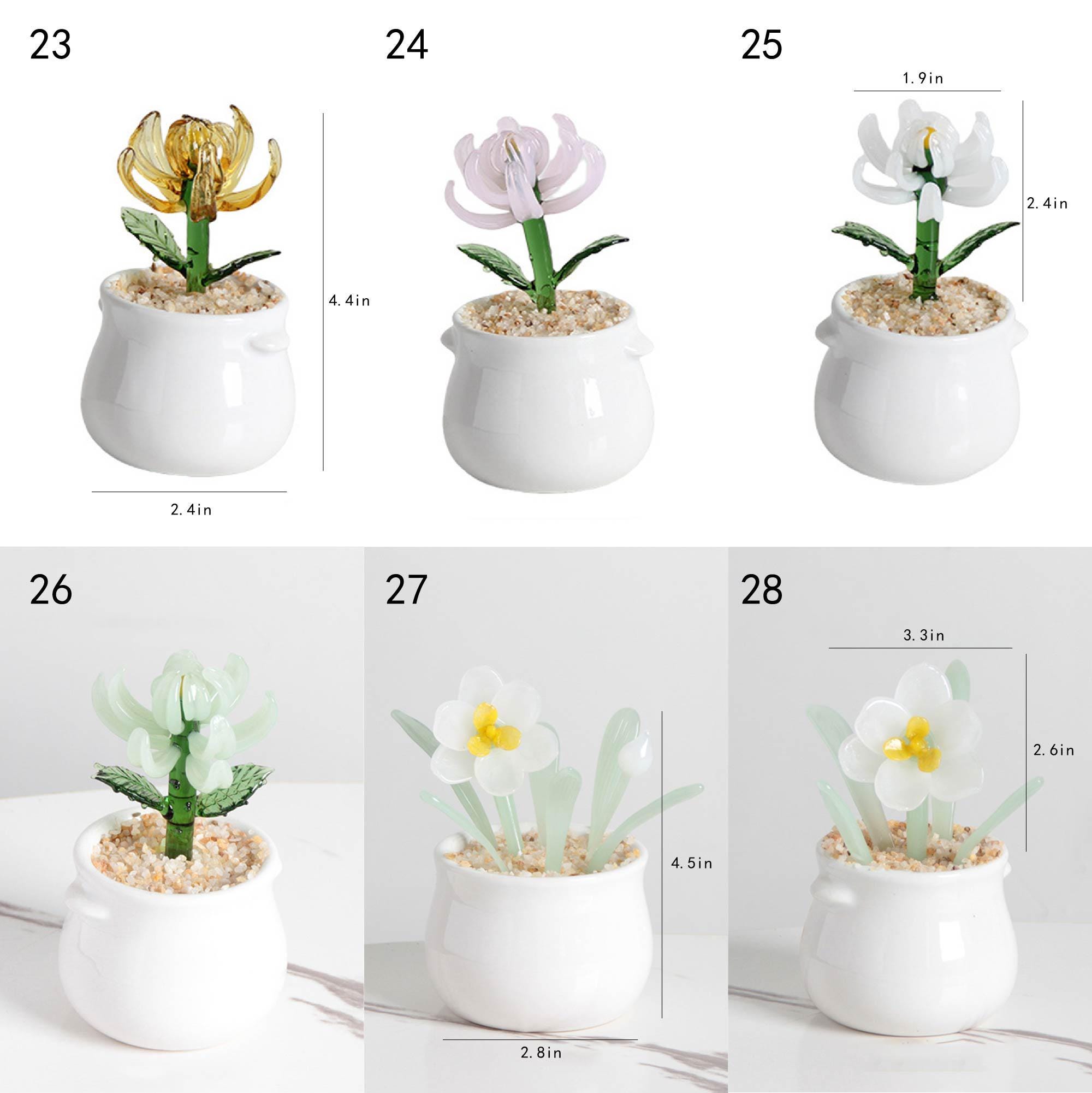 ガラス製の多肉植物の鉢植え、手作りのガラスの花、サボテン好き