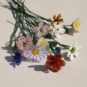 Glas Geburtsmonat Blumen, handgemachte Glas Geburtsblumen, Geburts Blumenstrauß, personalisiertes Geschenk für sie, Geburtstags-Gedenkgeschenke