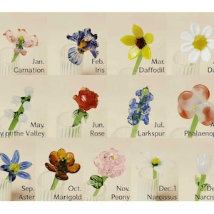 Mini Glass Birth Month Flower, Handmade Floral Gift, Gift for Her, Birthday Gift, Gift for her, Sympathy Gift