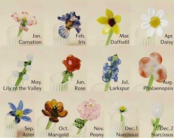 Mini Glass Birth Month Flower, Handmade Floral Gift, Gift for Her, Birthday Gift, Gift for her, Sympathy Gift, Teacher Gift