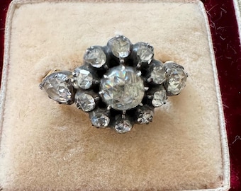 GEORGIAN Era 14k/Silver 1.6ct. Rose Cut Diamond Ring ~ Size 6.75 - RARE!!!