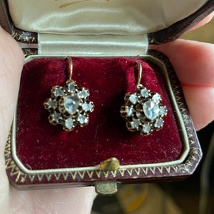 Unique * Rose Cut DIAMOND * Classic 14K ANTIQUE Victorian Dangling Earrings from Spain, bridal earrings, wedding earrings