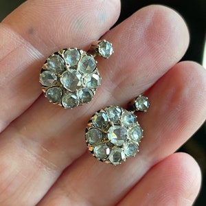 Antique VICTORIAN ~ 15K *BREATHTAKINGLY GORGEOUS * Over 3ct. Rose Cut Diamond Dormeuse Earrings...Sparkly!