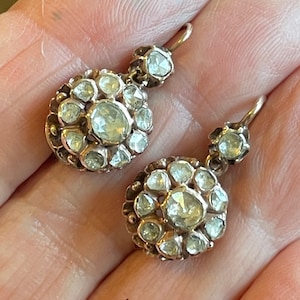 S*T*U*N*N*I*N*G Antique VICTORIAN era Handmade ROSE Gold Natural Diamond Rose Cut Earrings -Bold Statement Earrings