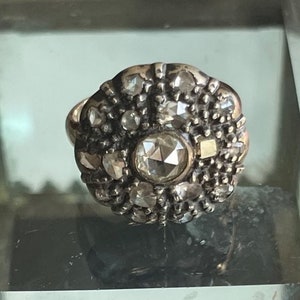U*N*I*Q*U*E, RARE!!! DYNAMIC 15k Gold / Silver 1 1/2ct. Rose Cut & Table Cut Diamond Antique Victorian Ring, alternate engagement ring