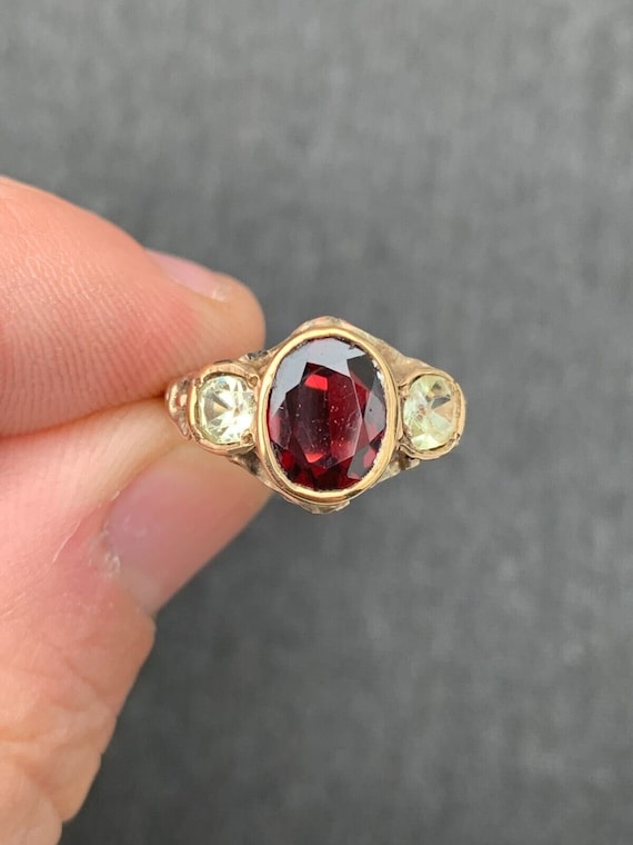 Victorian Antique GARNET & *Rare* YELLOW SAPPHIRE 