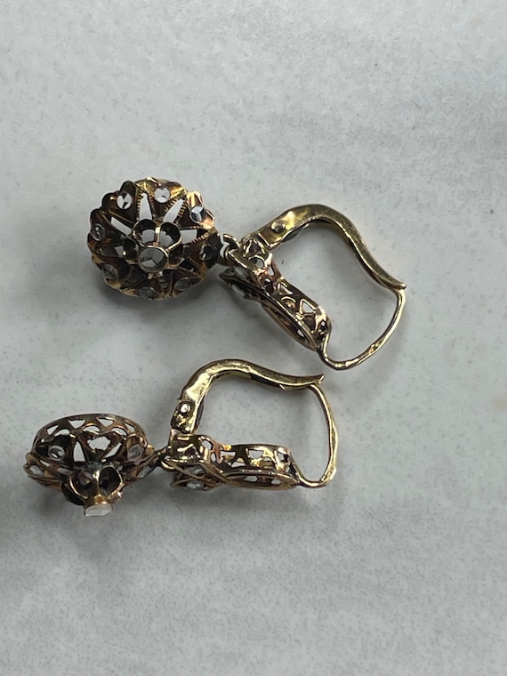 VICTORIAN ~FILIGREE~ ANTIQUE 18k gold Earrings wi… - image 5