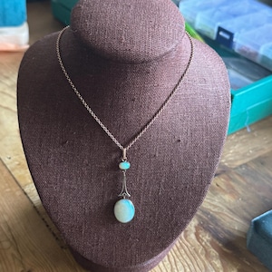 Antique VICTORIAN 9k Rose Gold Genuine Colorful OPAL Pendant on 16&quot; Vermeil chain