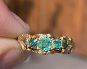 Victorian Genuine Emerald Ring 19th Century 12k Rare!!!