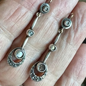 VICTORIAN Diamond Earrings Rose Cut Diamond Earrings 14k Gold / Silver, antique earrings, drop earrings