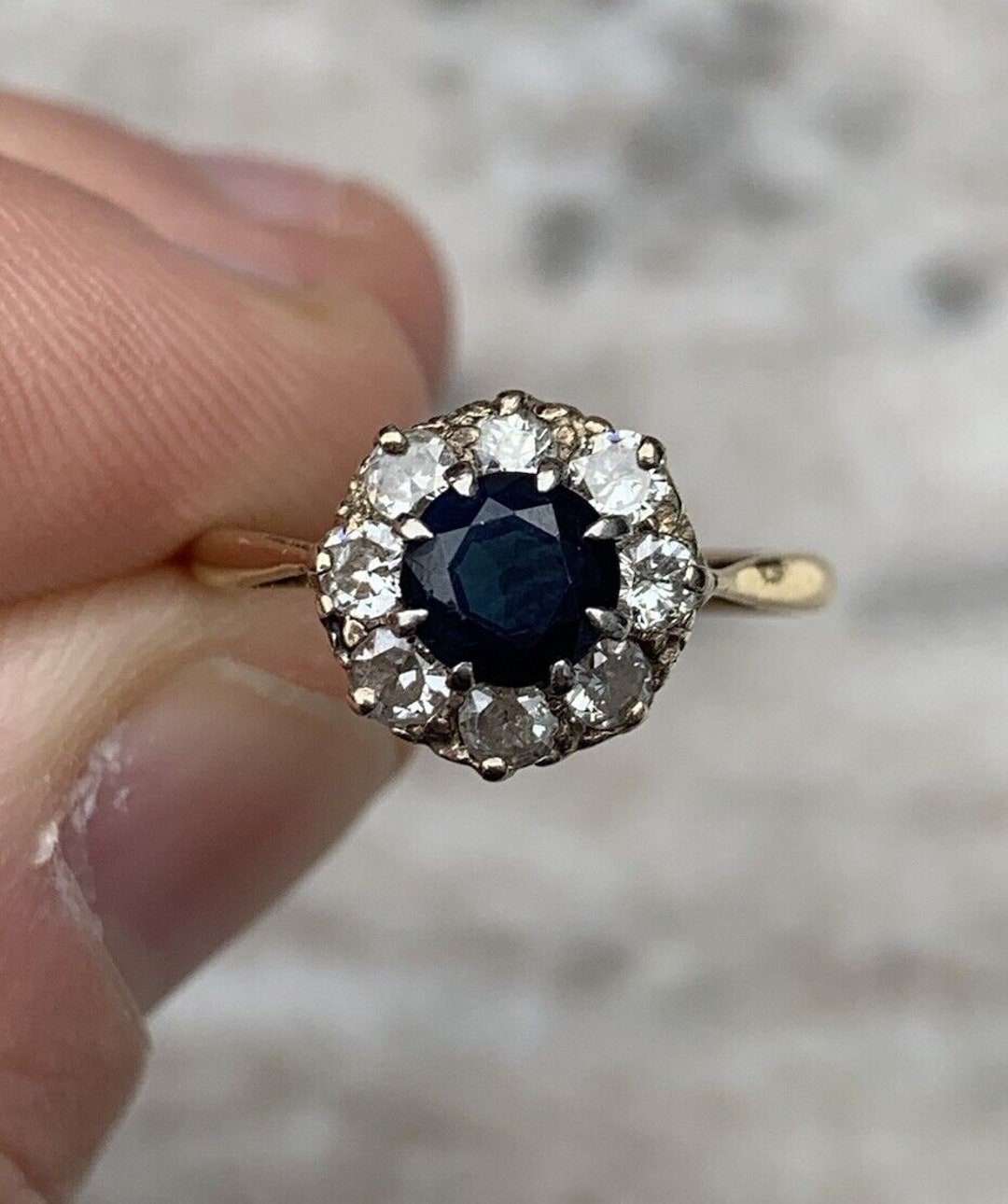 18k/ Platinum Gold VICTORIAN or Edwardian Antique SAPPHIRE 2/3ct ...