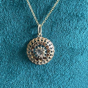 GORGEOUS Victorian ROSE Cut foil backed Diamond Pendant 15k Rose Gold *RARE* Collectors Item Solid gold 18&quot; chain