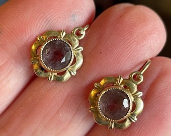 ANTIQUE &*UNIQUE* Handmade AMETHYST and 14K Gold Dormeuses Earrings 1930's