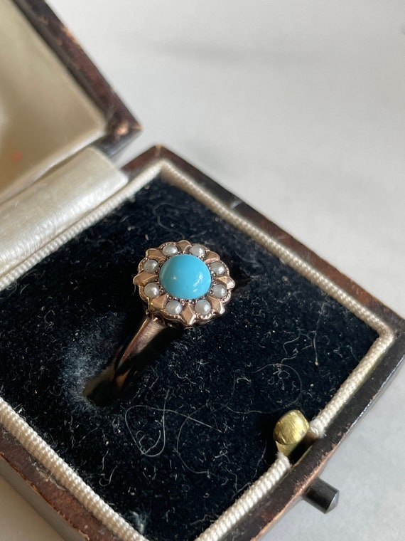 Victorian 10k Rose Gold GENUINE TURQUOISE Seed pea