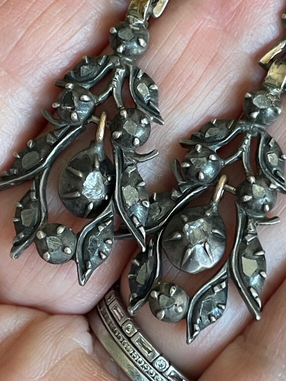 GEORGIAN Antique Rose Cut DIAMOND Dangle EARRINGS… - image 7
