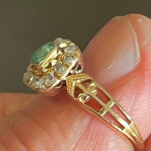 French SPECTACULAR Antique Victorian 18k Gold EMERALD & DIAMOND Ring image 5