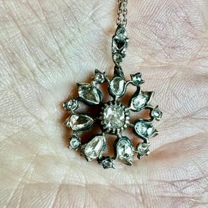 GORGEOUS Georgian Era Cushion Cut & Rose Cut Diamond Pendant 18k Gold/Silver *RARE* Collectors Item