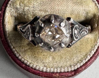 C*O*L*L*E*C*T*A*B*L*E  ~ Gorgeous ~ Unique GEORGIAN  Old Cut Diamond "locket" Ring Circa Late 18th Century 15k /Silver